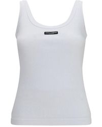 Dolce & Gabbana - White Cotton Tank Tops - Lyst