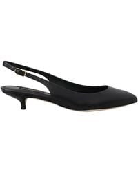 Dolce & Gabbana - Black Leather Slingbacks Heels Pumps Shoes - Lyst