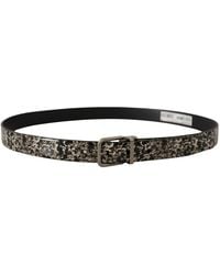 Dolce & Gabbana - Marble Print Leather Silver Logo Buckle Belt - Lyst