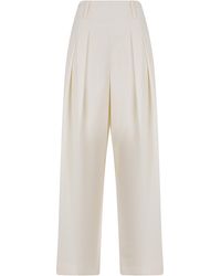 Victoria Beckham - Trousers Pleated Wool Wide-Leg - Lyst