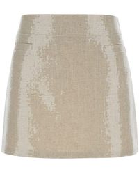 FEDERICA TOSI - Biege Mini Skirt With Sequins - Lyst