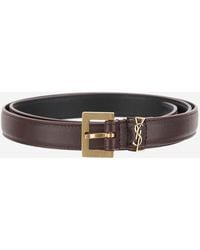 Saint Laurent - Leather Belt Cassandre Calfskin - Lyst