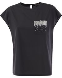 Peserico - Crepe De Chine Top With Sequin Pocket - Lyst
