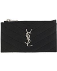 Saint Laurent - Leather Cardholder Calf Bos Taurus Wallet - Lyst