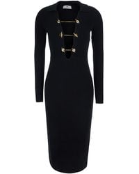 Elisabetta Franchi - Knit Dress V-Neck Long Sleeve Viscose - Lyst