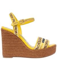 Dolce & Gabbana - Maiolica Embroidered Wedge Sandals - Lyst