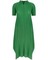 Pleats Please Issey Miyake - Polyester Midi Dress - Lyst