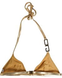 Dolce & Gabbana - Tone Triangle Bikini Top Dg Logo Swimwear Elastane Polyester - Lyst