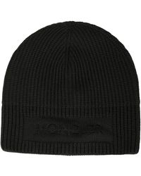 Moncler Ribbed-knit Wool Beanie in Navy 