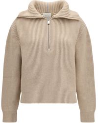 Malo - Cashmere High-Neck Zip Sweater Kashmir/Capra Hircus Polo Shirts - Lyst