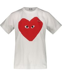 COMME DES GARÇONS PLAY - White T-shirt With Printed Red Heart Clothing - Lyst
