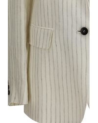 Max Mara - Blazer Single-Breasted Pinstriped Linen Outer: Jacket - Lyst