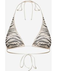 MC2 Saint Barth - Bikini Top Guiana Animal Print Rhinestones Polyamide Swimwear - Lyst