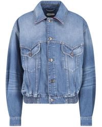 Versace - Cotton Denim Signature Details Jacket - Lyst