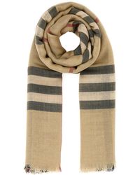 Burberry - Embroidered Wool Blend Scarf - Lyst