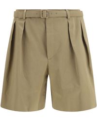 Saint Laurent - Pleated Belt Shorts - Lyst