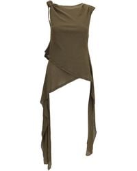 Ganni - Asymmetrical Knot Top Polyester - Lyst