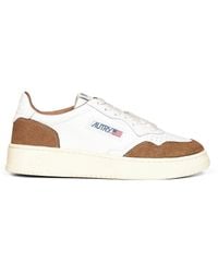 Autry - Leather And Tobacco Suede Medalist Low Sneakers - Lyst