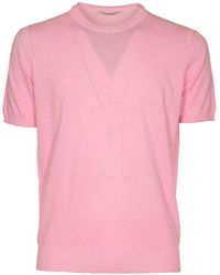 Kangra - Crewneck Rib Trim Plain T-Shirt - Lyst