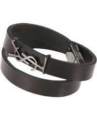 Saint Laurent Double Wrap Bracelet - Black