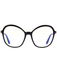 Tom Ford - Eyeglasses Cat Eye Full Rim, Shiny Frame And Clear Light Block Lens Ft5577-B001 - Lyst
