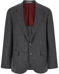 Brunello Cucinelli - Blazer Flamed Canvas Blazer - Lyst
