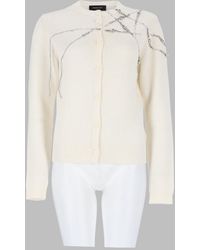 Fabiana Filippi - Rhinestone Embellished Wool Blend Cardigan Jumpers - Lyst