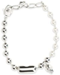 McQueen - Pearl Skull Bracelet Brass Bracelets - Lyst