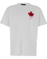 DSquared² - T-Shirt With Dripping Maple Print - Lyst