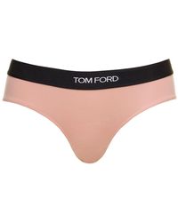 Tom Ford - Ignature Boy Short' Beige Briefs With Logo Waistband In Stretch-jersey - Lyst