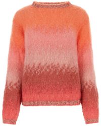 Rose Carmine - Embroidered Stretch Mohair Blend Sweater - Lyst