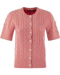 Polo Ralph Lauren - Plaited Cardigan With Short Sleeves - Lyst