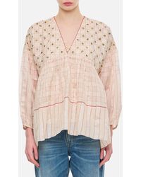 Péro - Embroidered Balloon Sleeves Blouse - Lyst