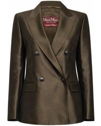 Max Mara - Khaki Silk Blend Shantung Mstpeccati Blazer - Lyst