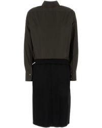 Maison Margiela Two-Tone Jersey Dress in Black | Lyst