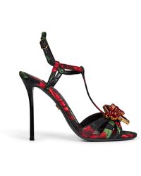 Dolce & Gabbana - Brocade Sandals Keira 2.0 With Rose Print Cotton - Lyst