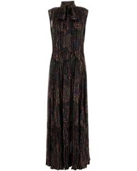 Saint Laurent Transparent Wool Blend Long Dress in Brown | Lyst