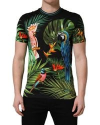 Dolce & Gabbana - Black Bird Print Cotton Men Crew Neck T - Lyst