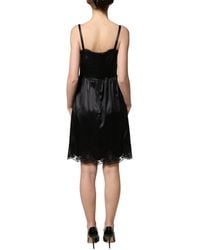 Dolce & Gabbana - Silk Satin Lace Sleeveless Mini Dress Cotton Elastane Nylon - Lyst