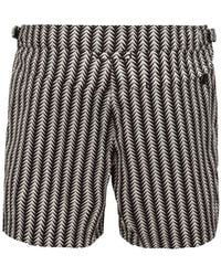Tom Ford - And Nylon Swimsuit With Geometric Herringbone Pattern And Side Straps - Lyst