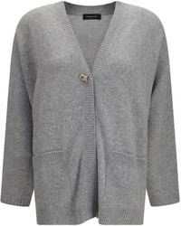 Fabiana Filippi - Cashmere Cardigan With V-Neck And Knot Button Kashmir/Capra Hircus - Lyst