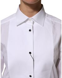 Dolce & Gabbana - White Cotton Tuxedo Bib Long Sleeve Dress Shirt - Lyst