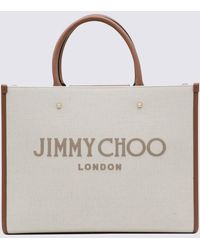 Jimmy Choo - Natural Canvas And Leather Avenue Tote Bag - Lyst
