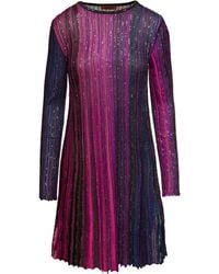 Missoni - Partialized Knit With Sequin Long Sleeves Mini Dress - Lyst