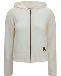 Burberry - Beige Wool Oves Aries Hoodie - Lyst