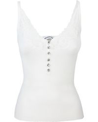 Self-Portrait - Ribbed Top With Lace Trim - Lyst