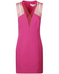 Genny - Rear Zip Lace Paneled Sleeveless Dress - Lyst