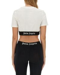 Palm Angels - Cropped T-Shirt With Logo Cotton T-Shirts - Lyst