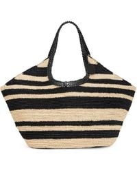 Rabanne - Striped Raffia Tote Bag With 1969 Discs Details - Lyst
