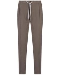 PT Torino - Mud Linen Blend Soft Fit Trousers - Lyst
